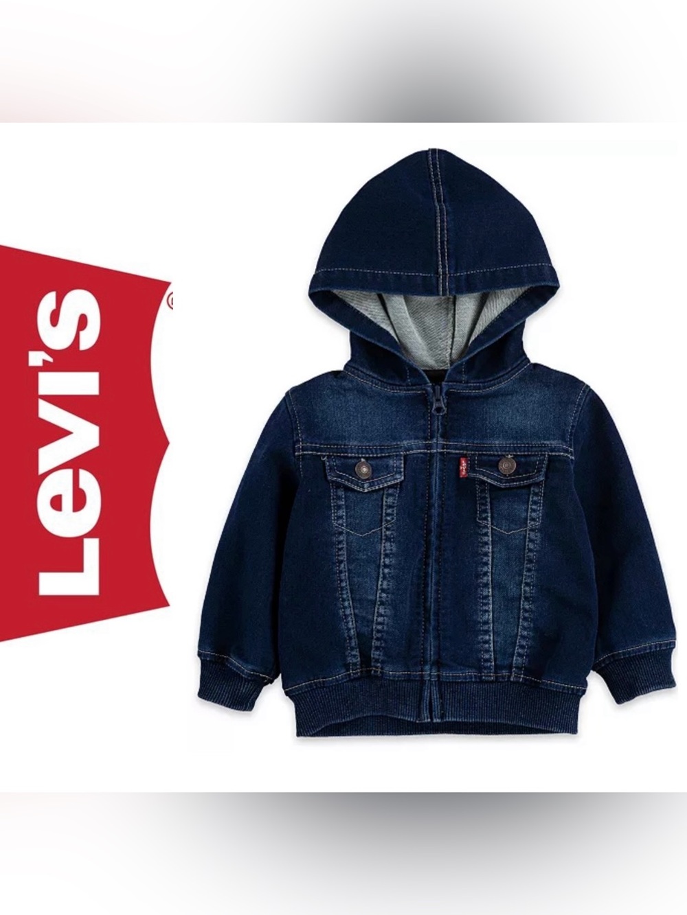 Levi’s Unisex 18mo Denim Knit Hooded Jacket in Waverly